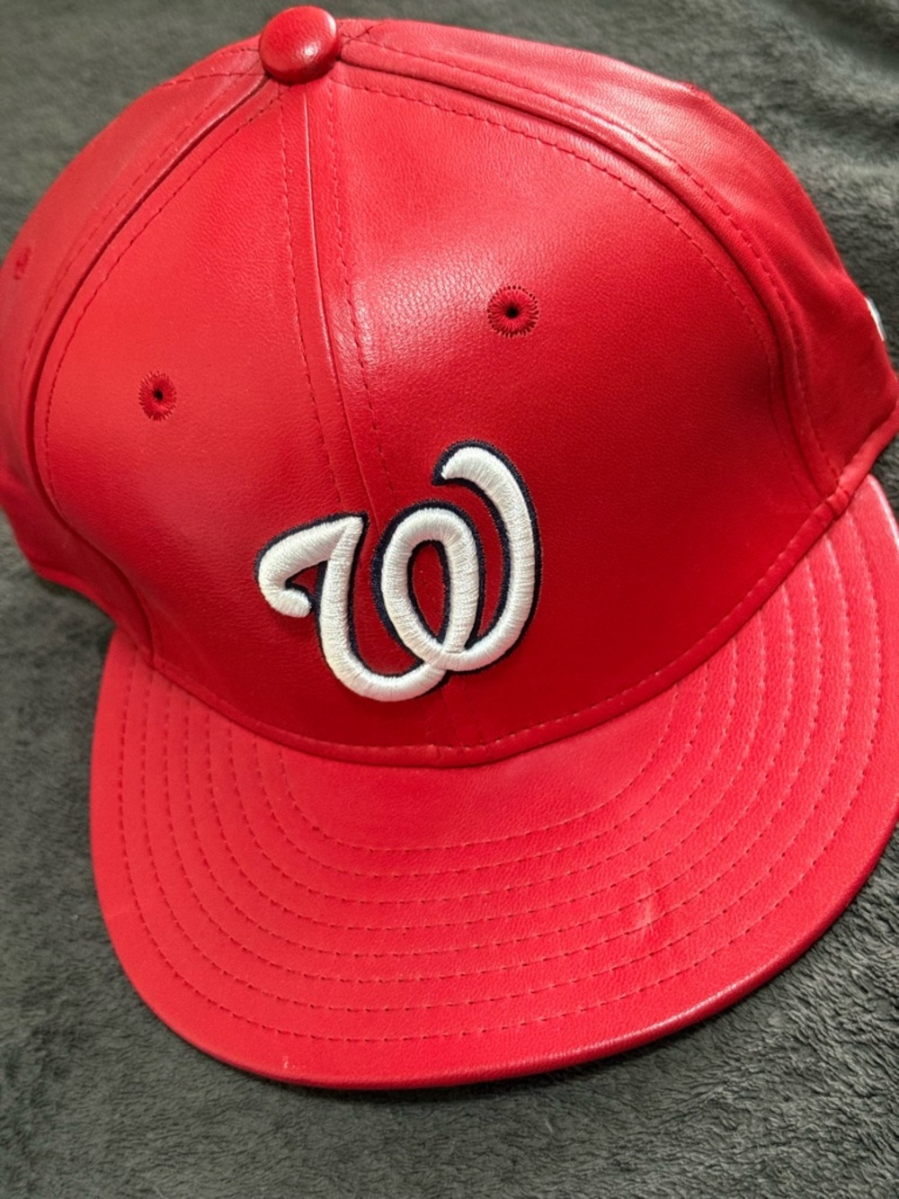 New Era Washington Nationals MLB Red Leather Fitted hat 7